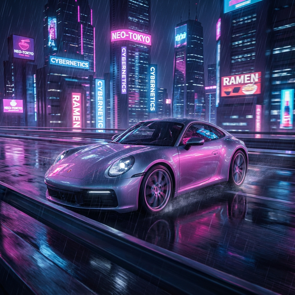 Sports car after editing